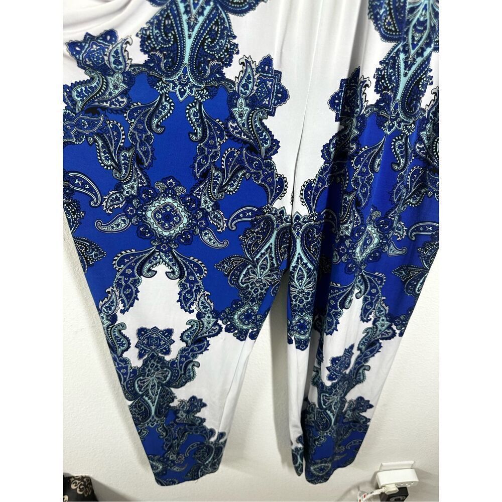 INC Womens Jumpsuit Black Blue Large L Striped Wide Leg Pockets See Description - Picture 4 of 16